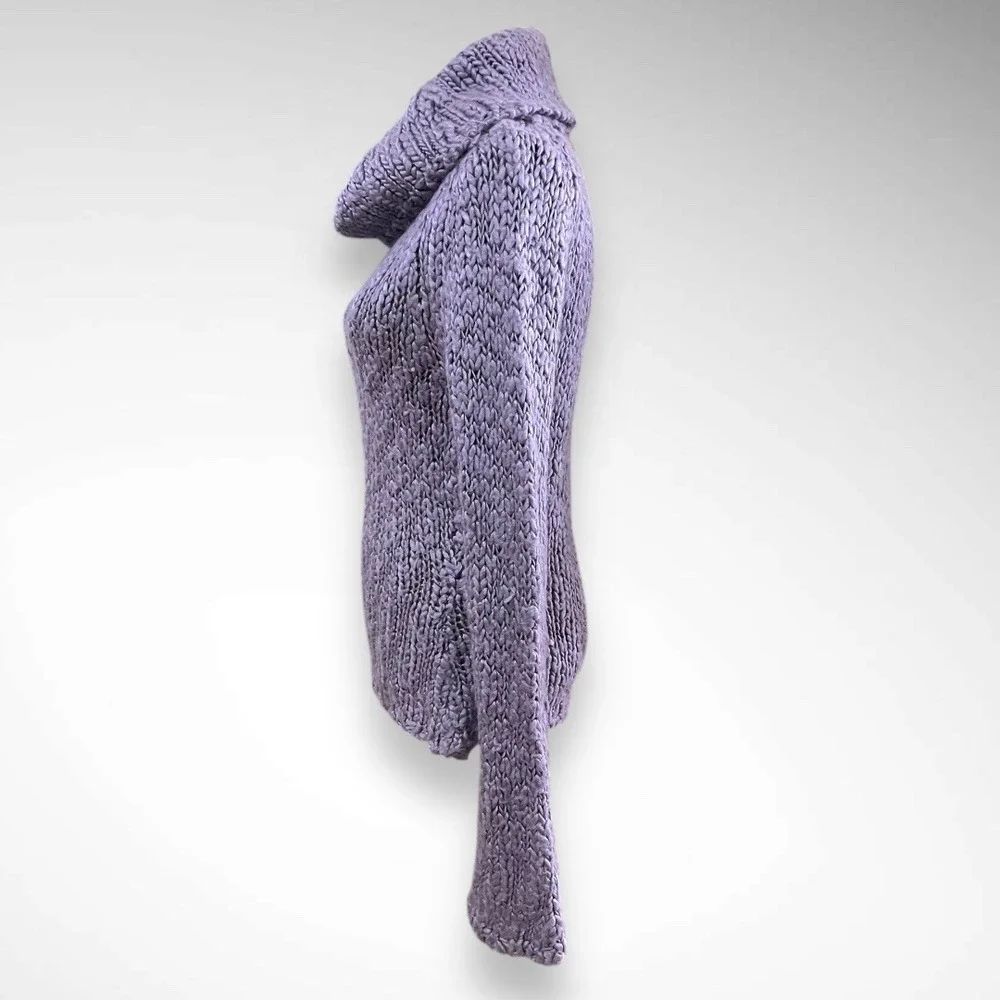 OXFORD FULHAM Y2k Wool Blend Purple Cowl‎ Neck Chunky Knit Sweater Large | EUC